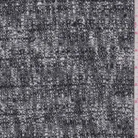 2 1/4 YD PC-Black/Alabaster Mottled Wool Blend Boucle  Fabric