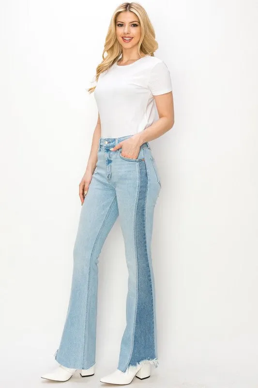 Annebelle Plus High Rise Boot Cut W/color Panel Detail Jeans