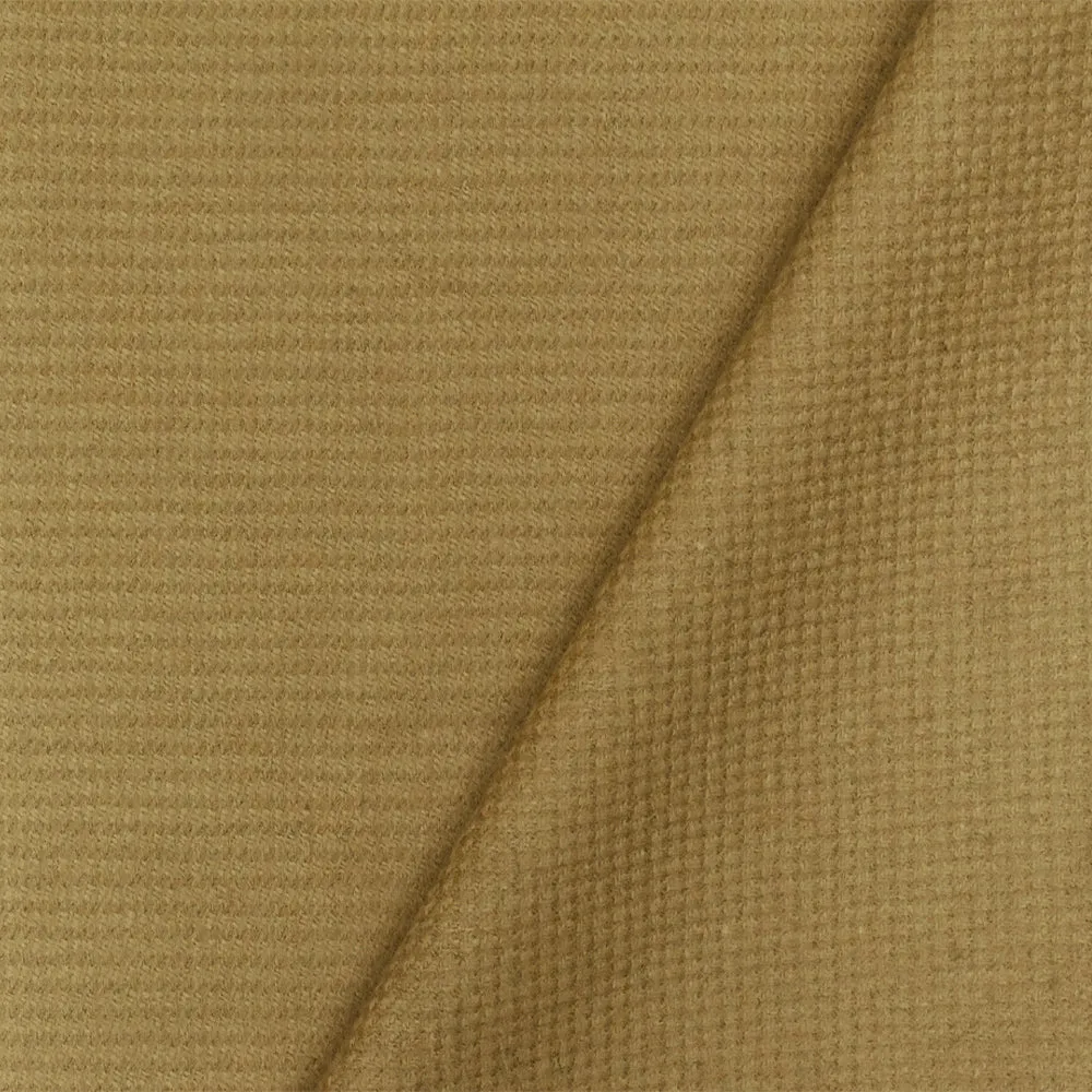 Antique Beige Solid Wool-Poly Irregular Twill Woven Jacketing Fabric