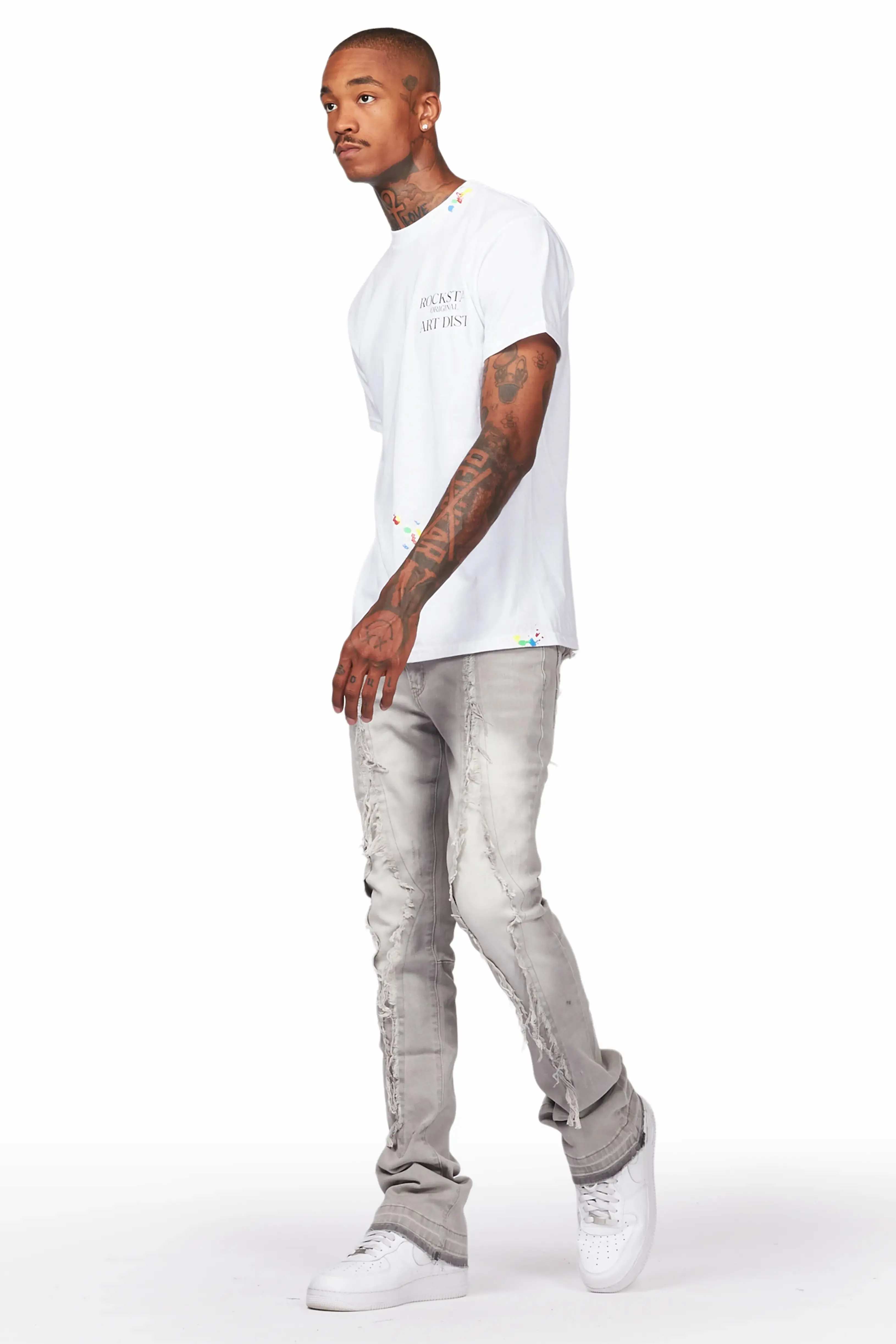 Baaron Grey Stacked Flare Jean