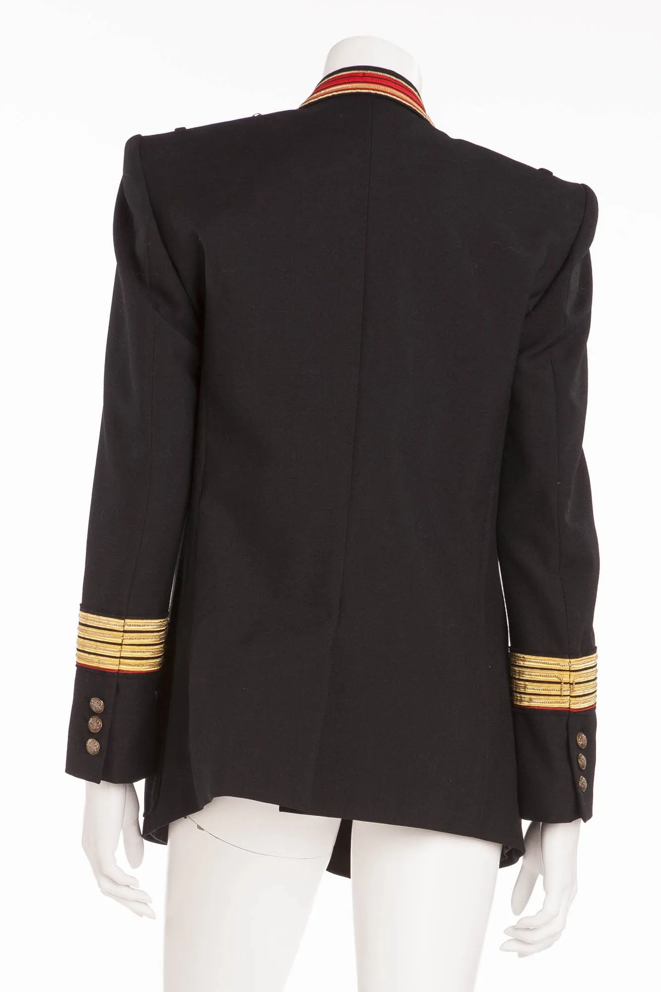 Balmain - Black Blazer Gold/Red Trim Silver Buttons - FR 40