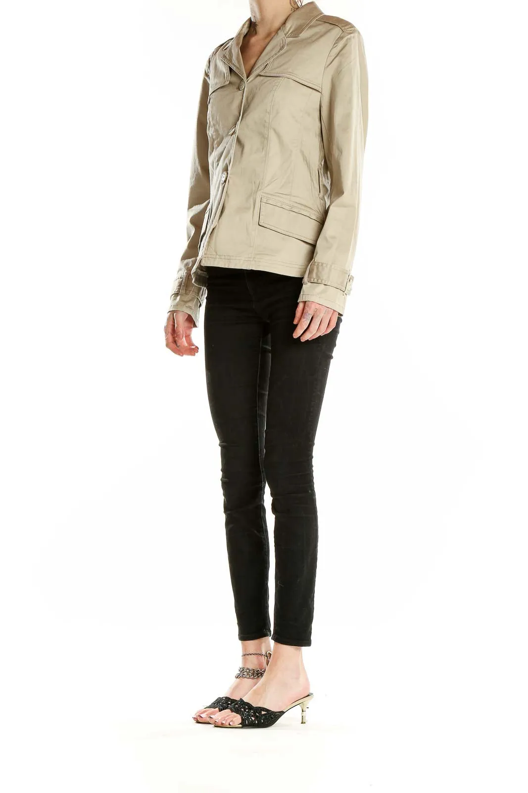 Beige Military-Inspired Jacket