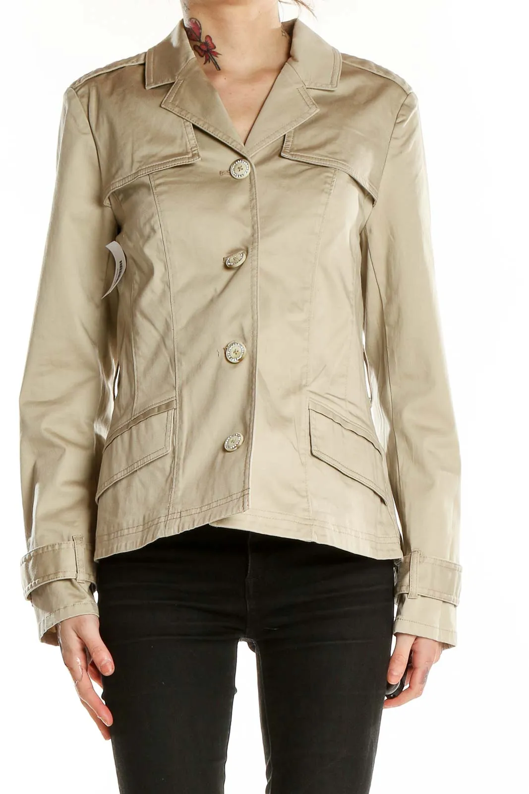 Beige Military-Inspired Jacket