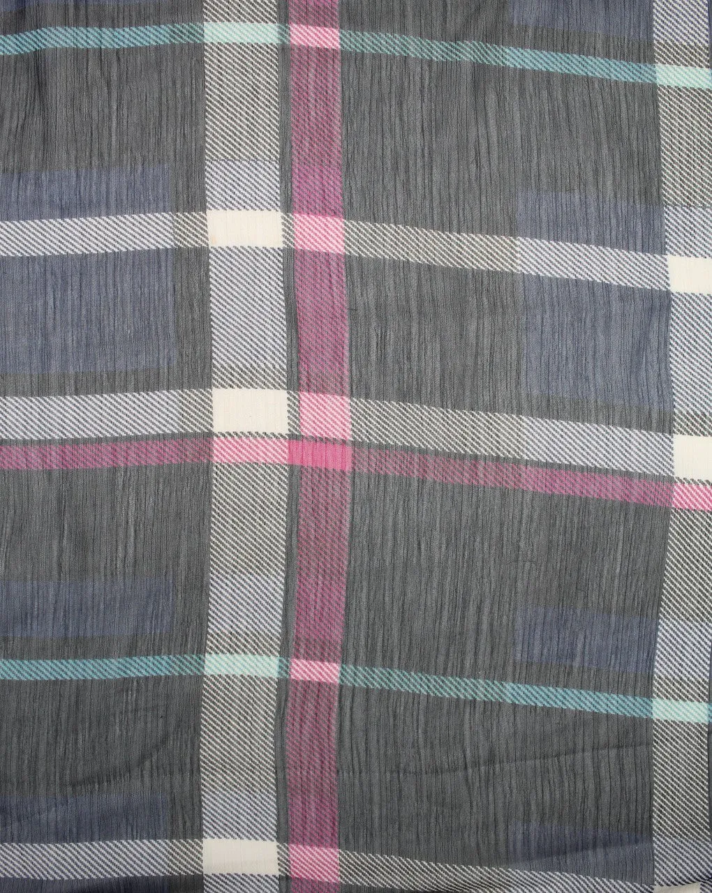 Black And Pink White Checks Print Polyester Chiffon Fabric