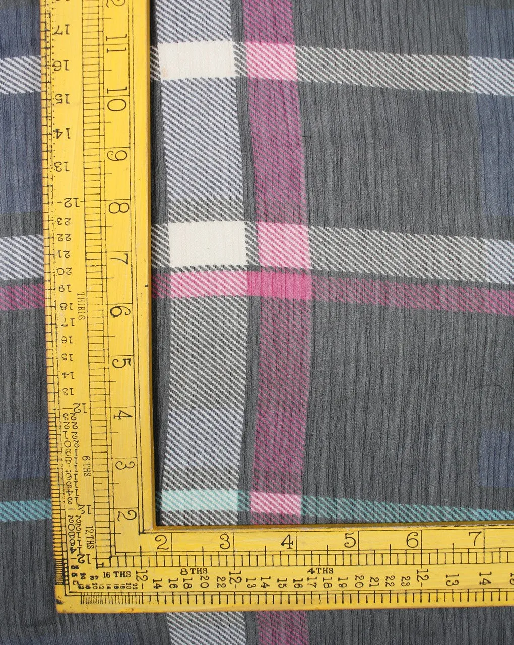 Black And Pink White Checks Print Polyester Chiffon Fabric