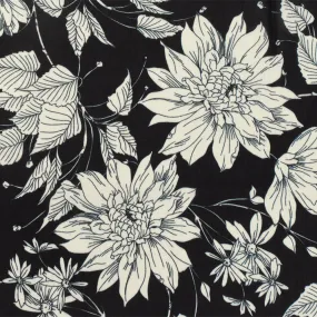 Black-Ivory Famous Designer Floral Printed Rayon Chiffon Woven Fabric