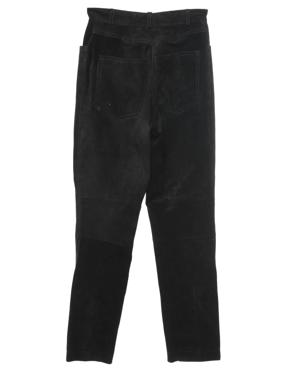 Black Suede Tapered Trousers - W24 L28