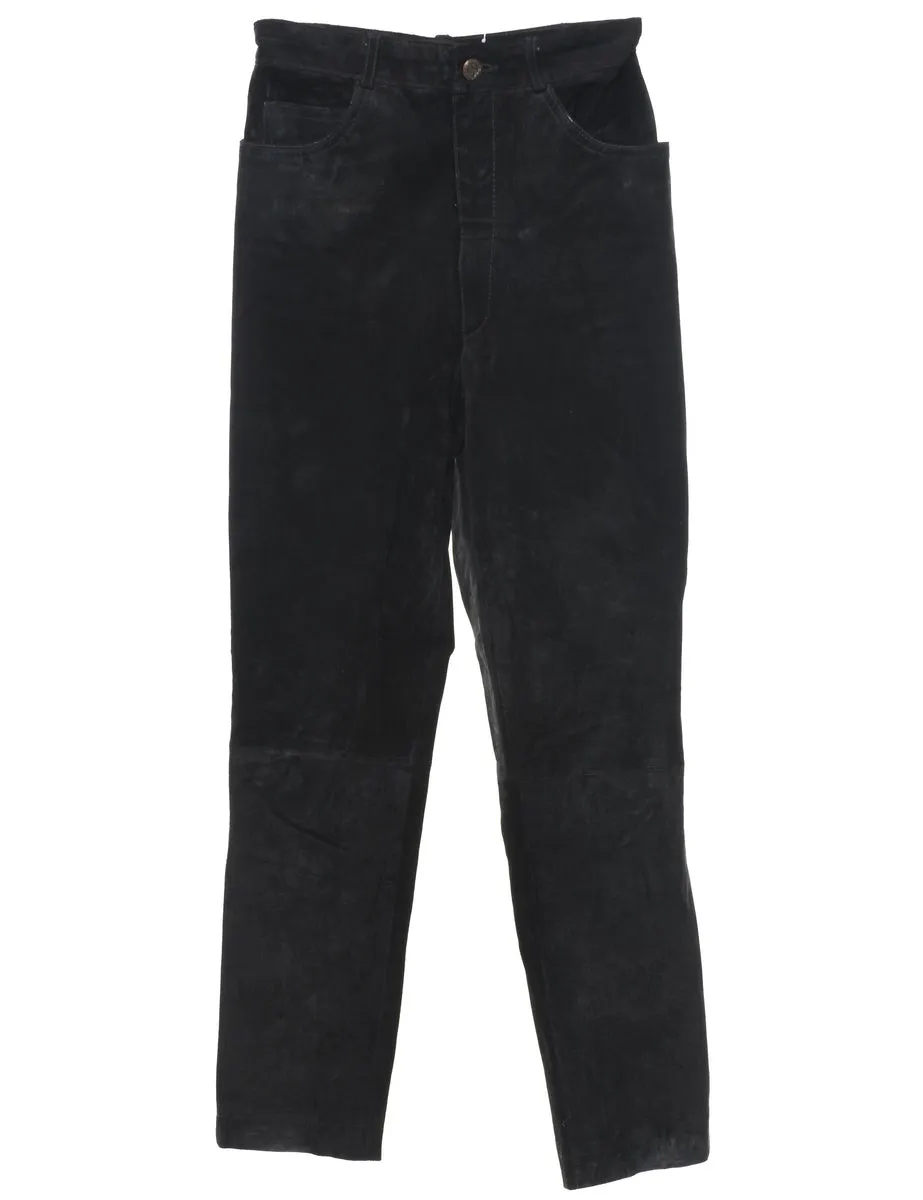 Black Suede Tapered Trousers - W24 L28