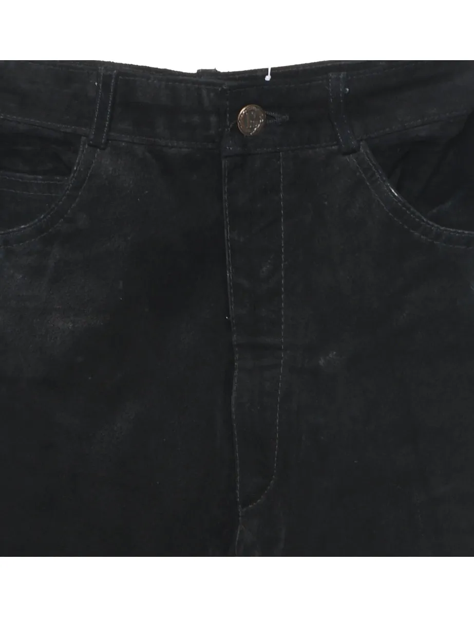 Black Suede Tapered Trousers - W24 L28