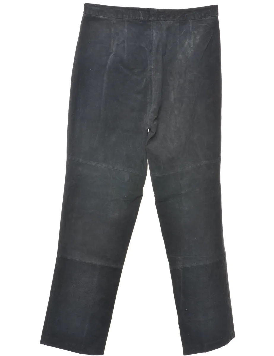 Black Suede Tapered Trousers - W29 L29