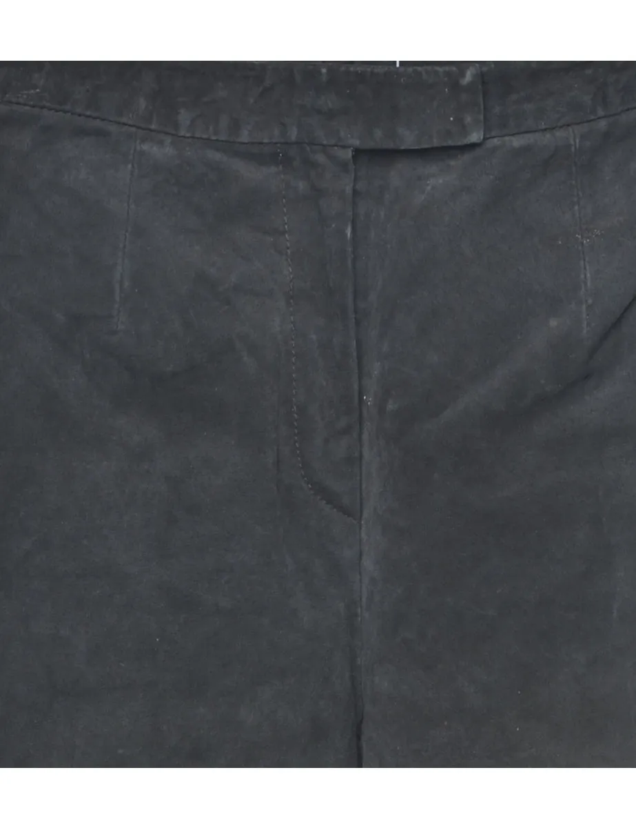 Black Suede Tapered Trousers - W29 L29