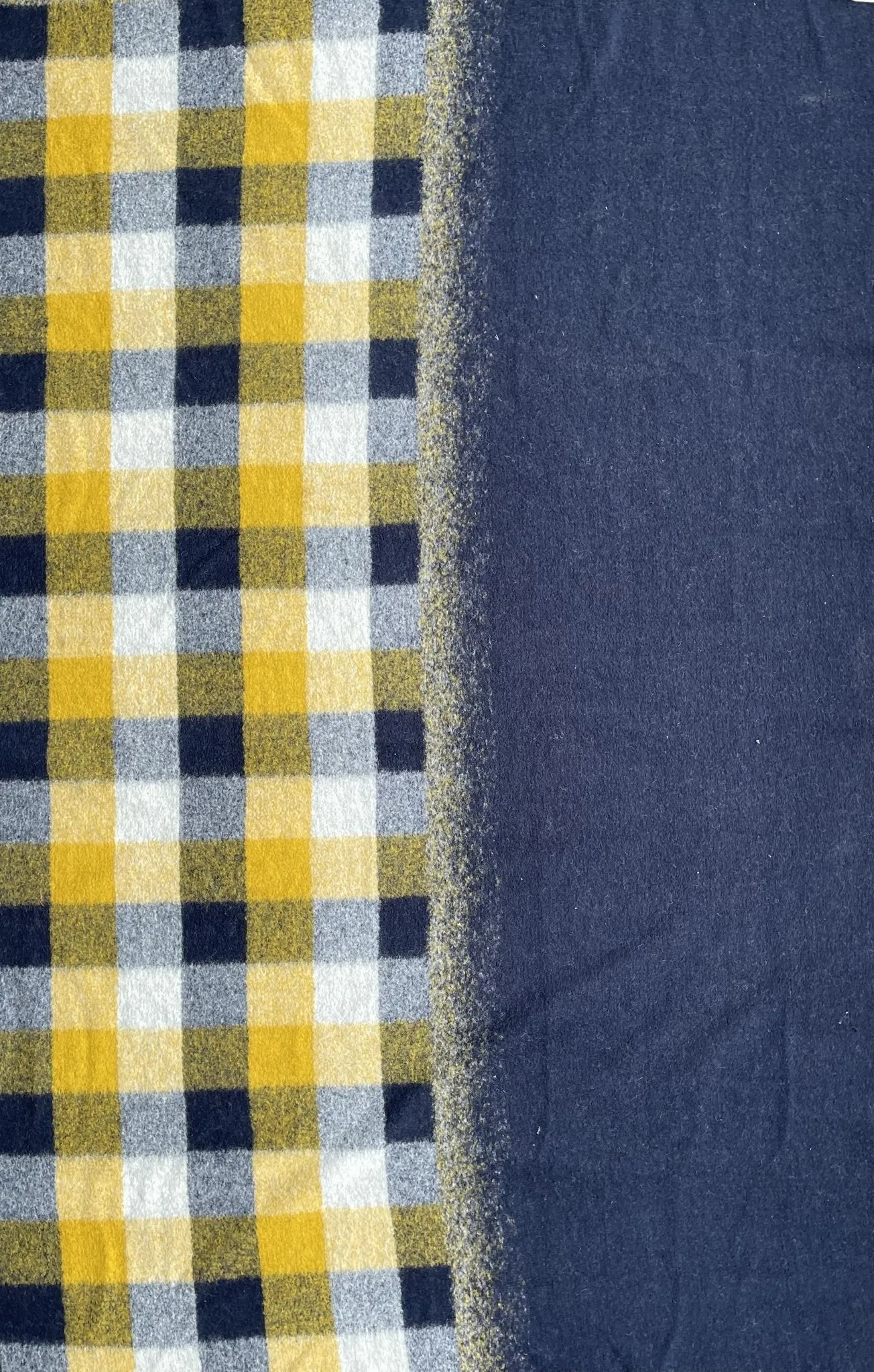 Boiled Wool Plaid Fabric Premium Designer Made / Ombre Pattern Made by Merino Wool