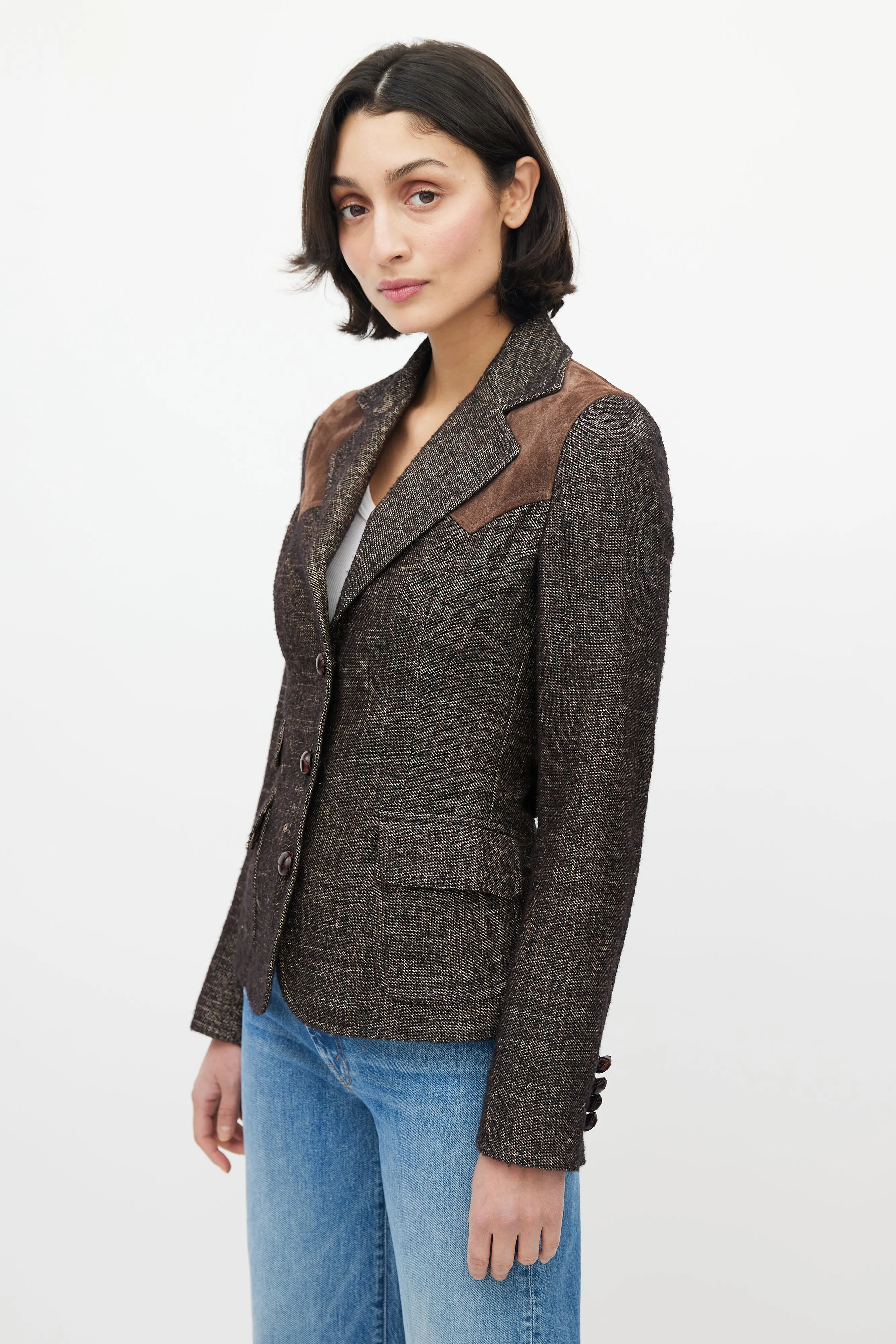 Brown Wool Suede Blazer