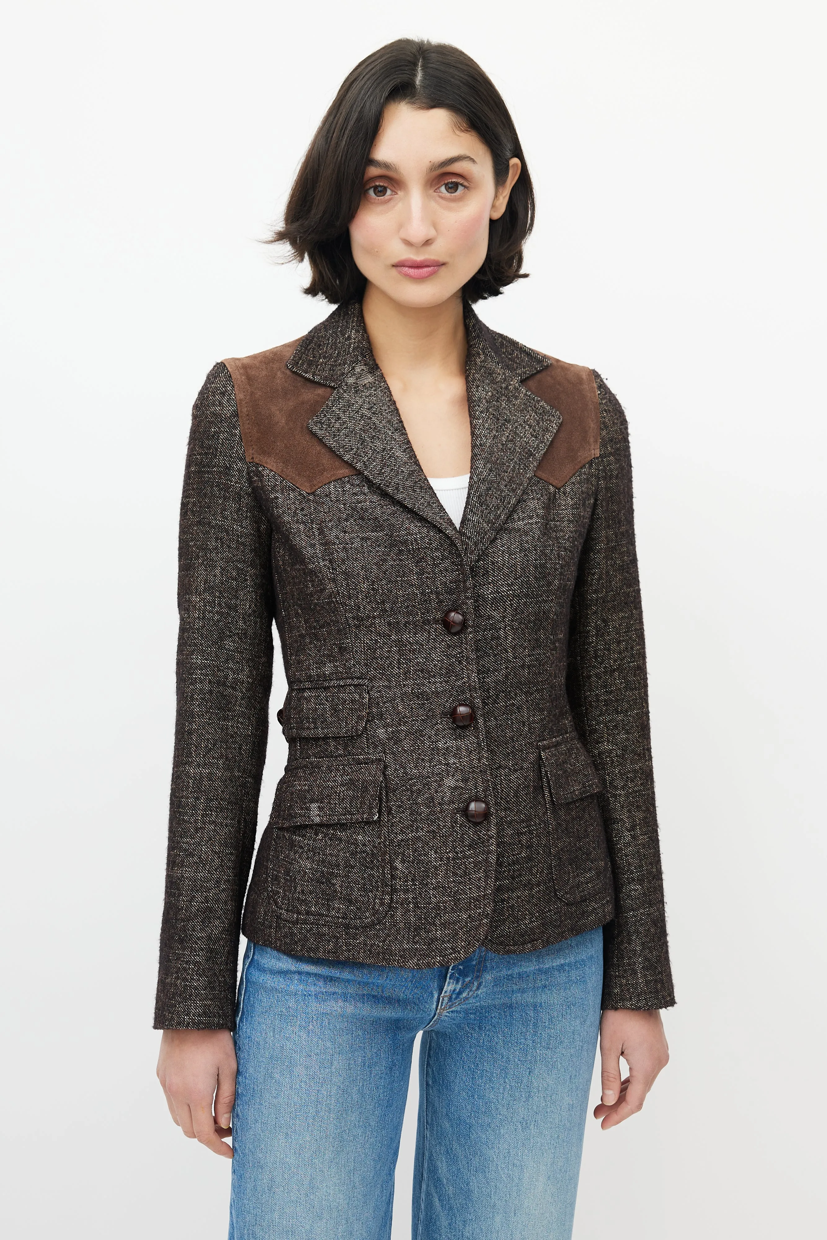 Brown Wool Suede Blazer