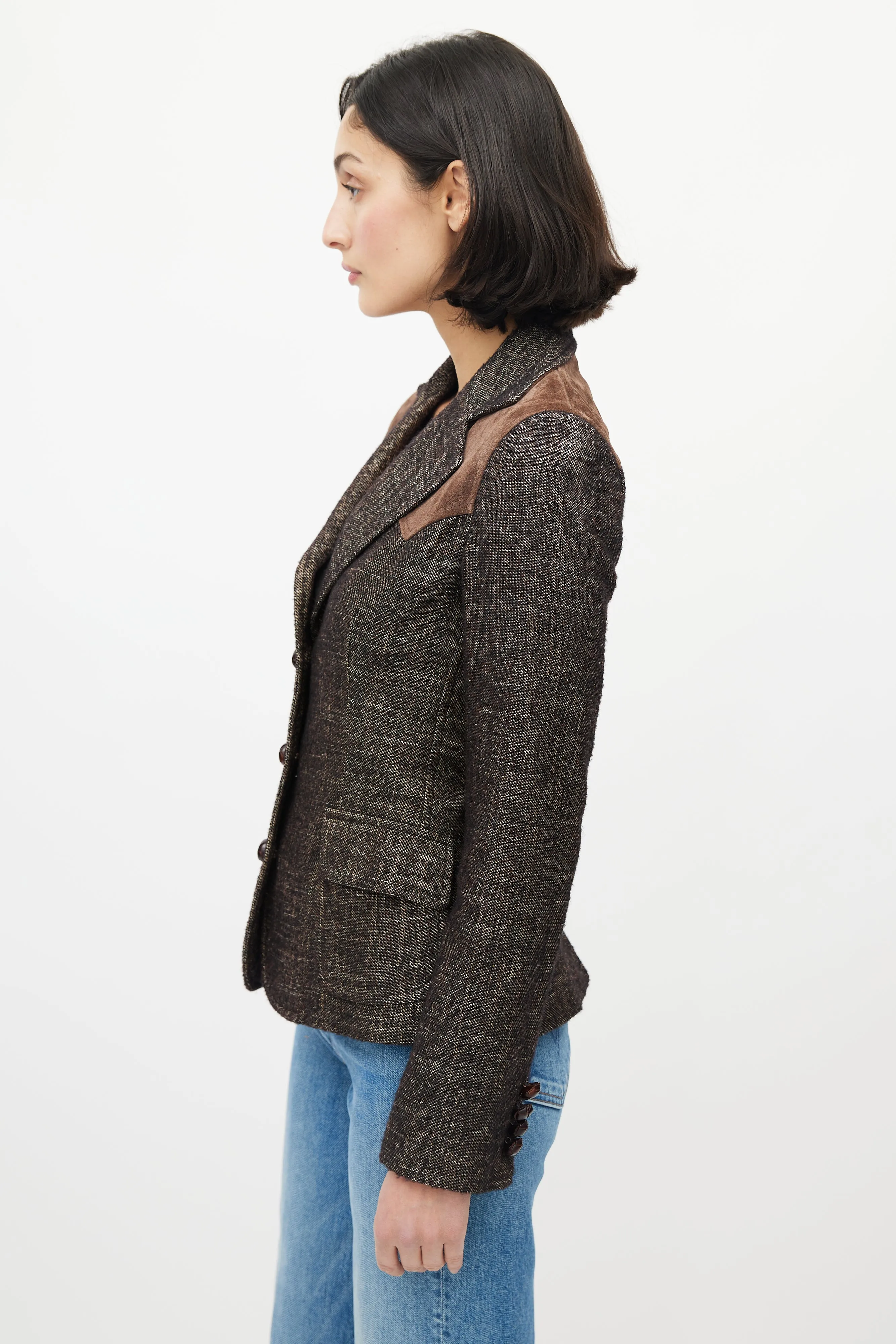 Brown Wool Suede Blazer