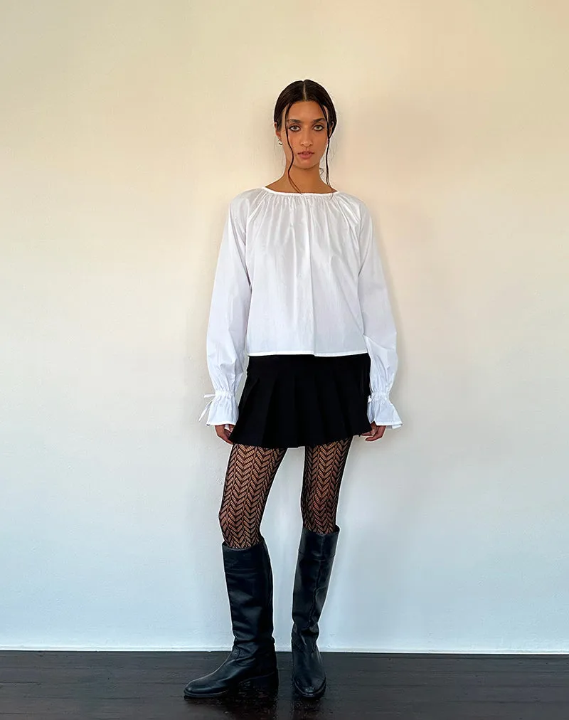 Bulila Tie Sleeve Blouse in White Poplin