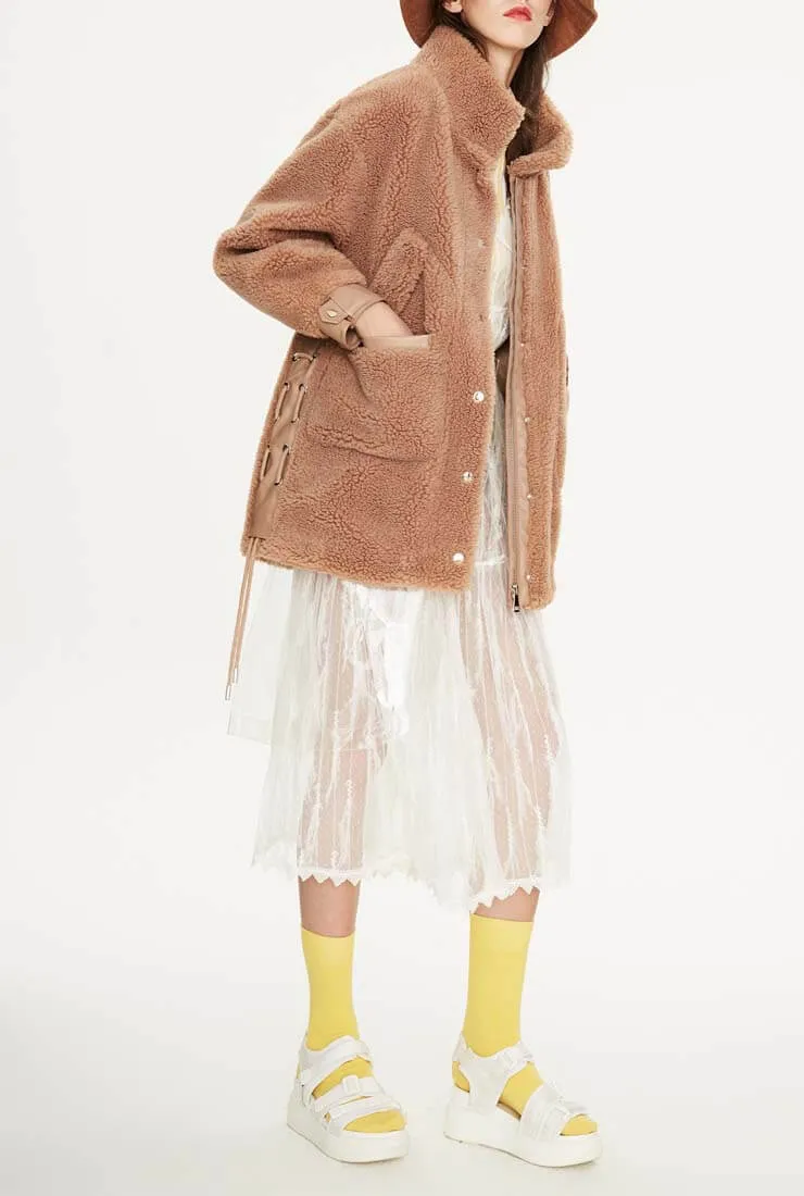 Camel Wool Loose Long Teddy Bear Coat