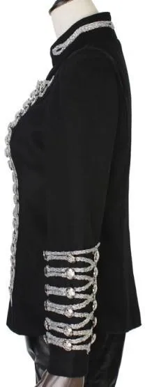 Chain Embellished Jacket in Black with Silver