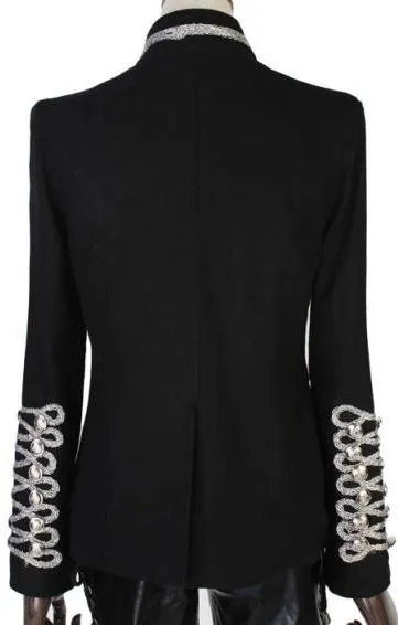 Chain Embellished Jacket in Black with Silver