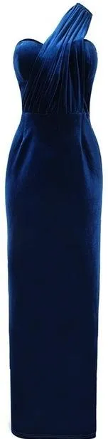 Cobalt Blue Long Velvet Evening Dress