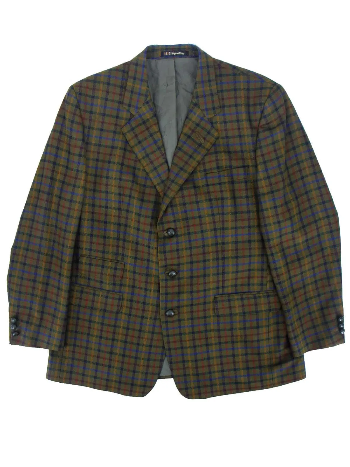 Colourful Check Daks Vintage Pure Wool Blazer