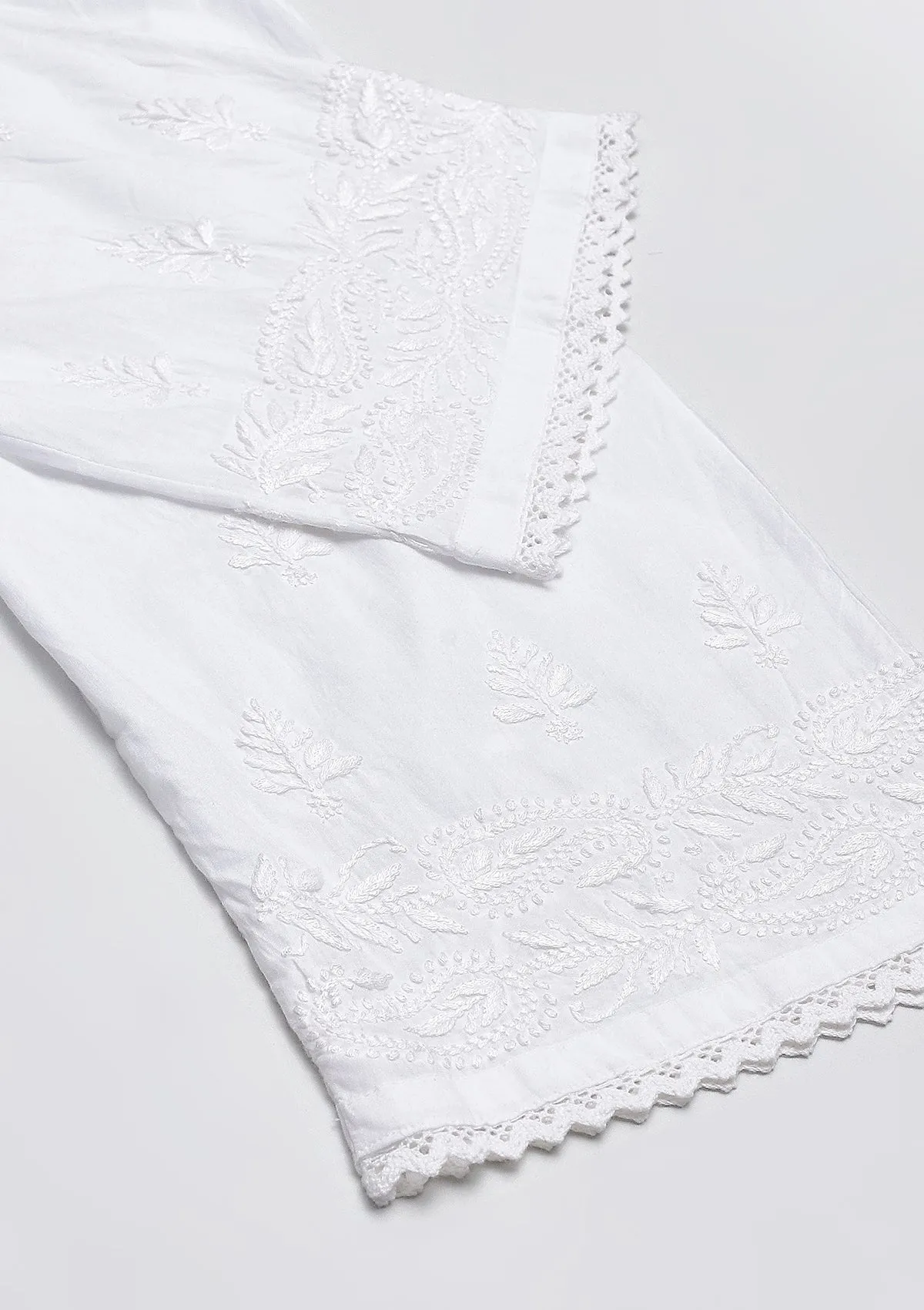 Cotton Chikankari Solid Women's Palazzo - White