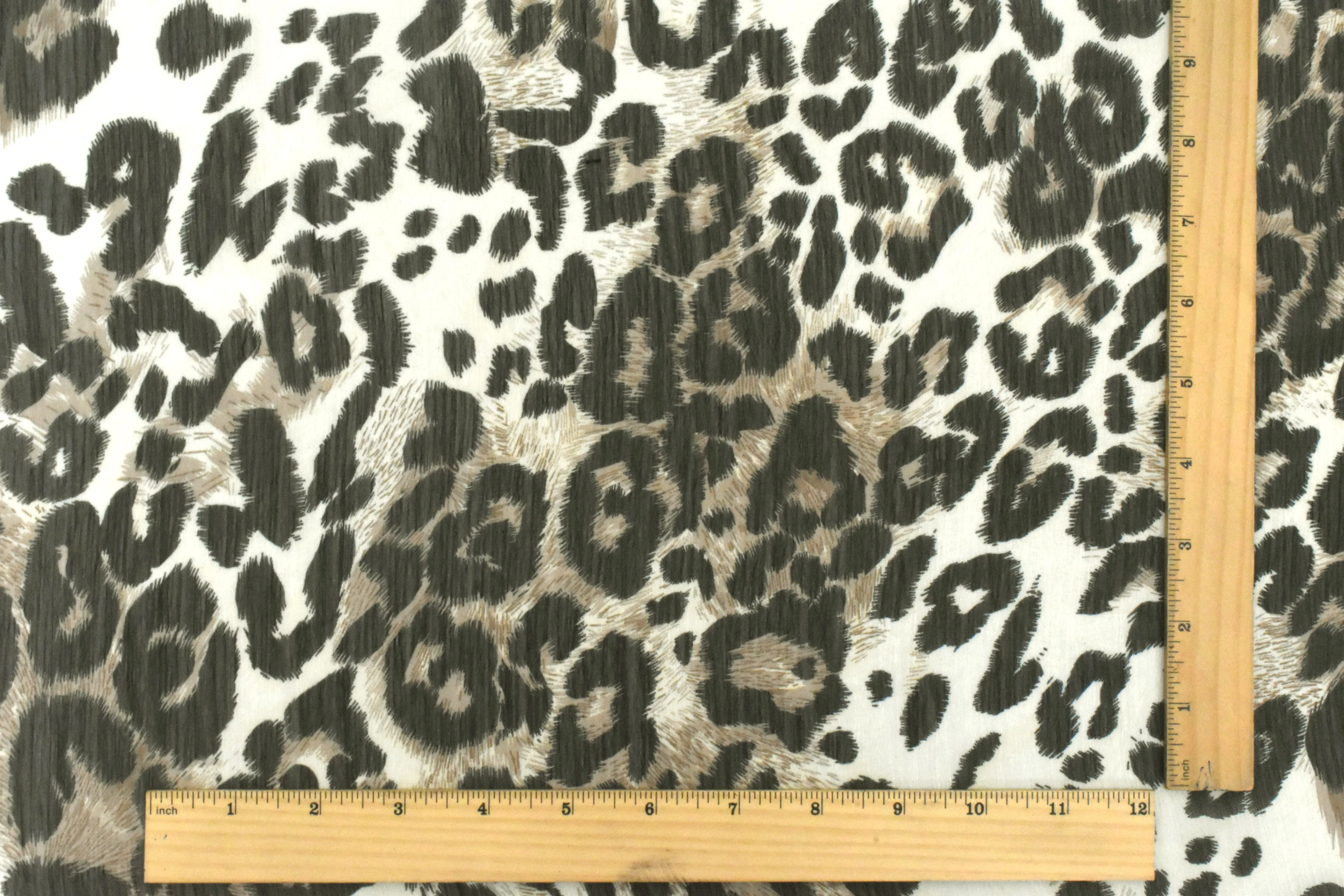 Cream Beige-Black-Multi Cheetah Printed Poly Yoryu Chiffon Woven Fabric