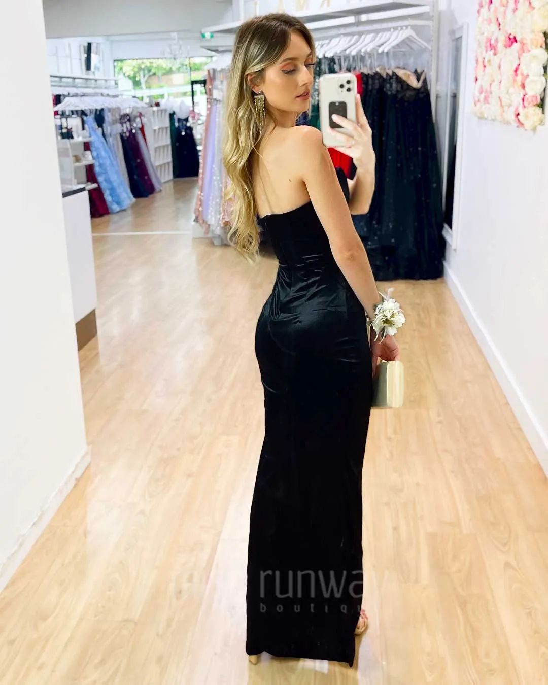 Danielle Corset Velvet Gown - Black