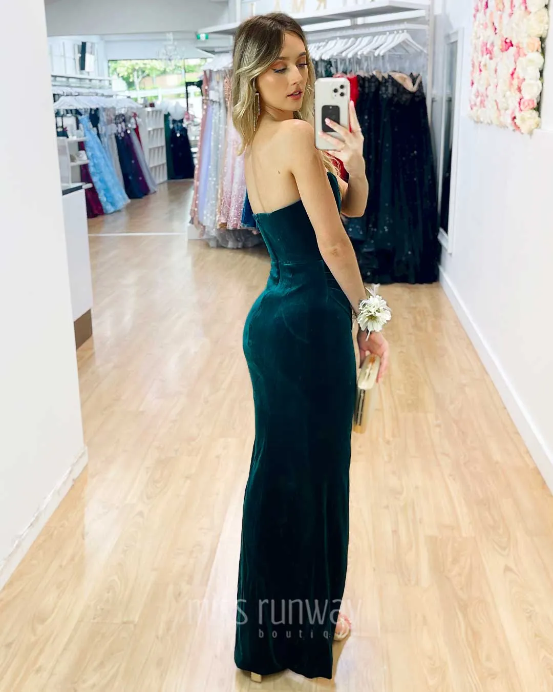 Danielle Corset Velvet Gown - Emerald