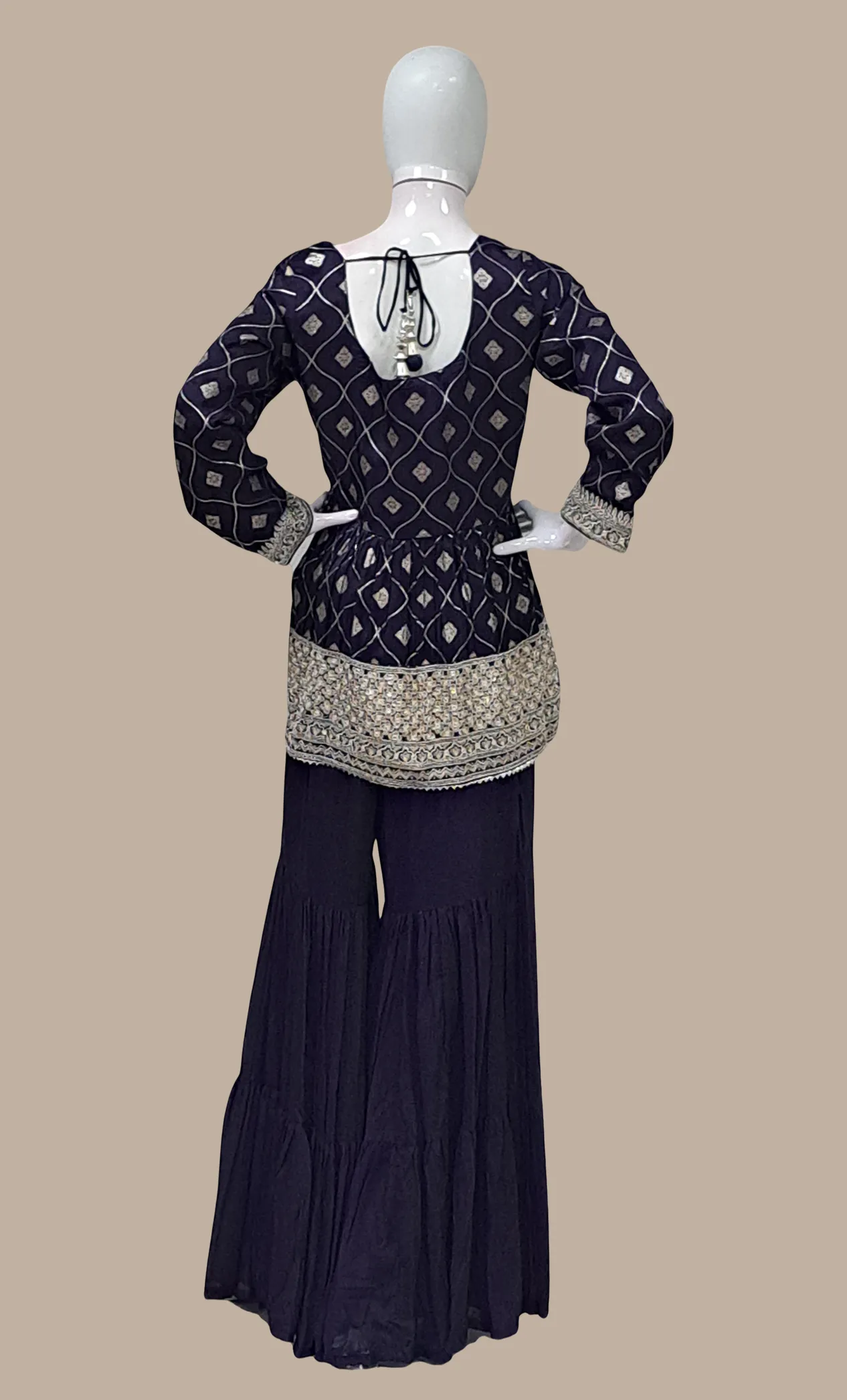 Dark Grape Embroidered Palazzo Set