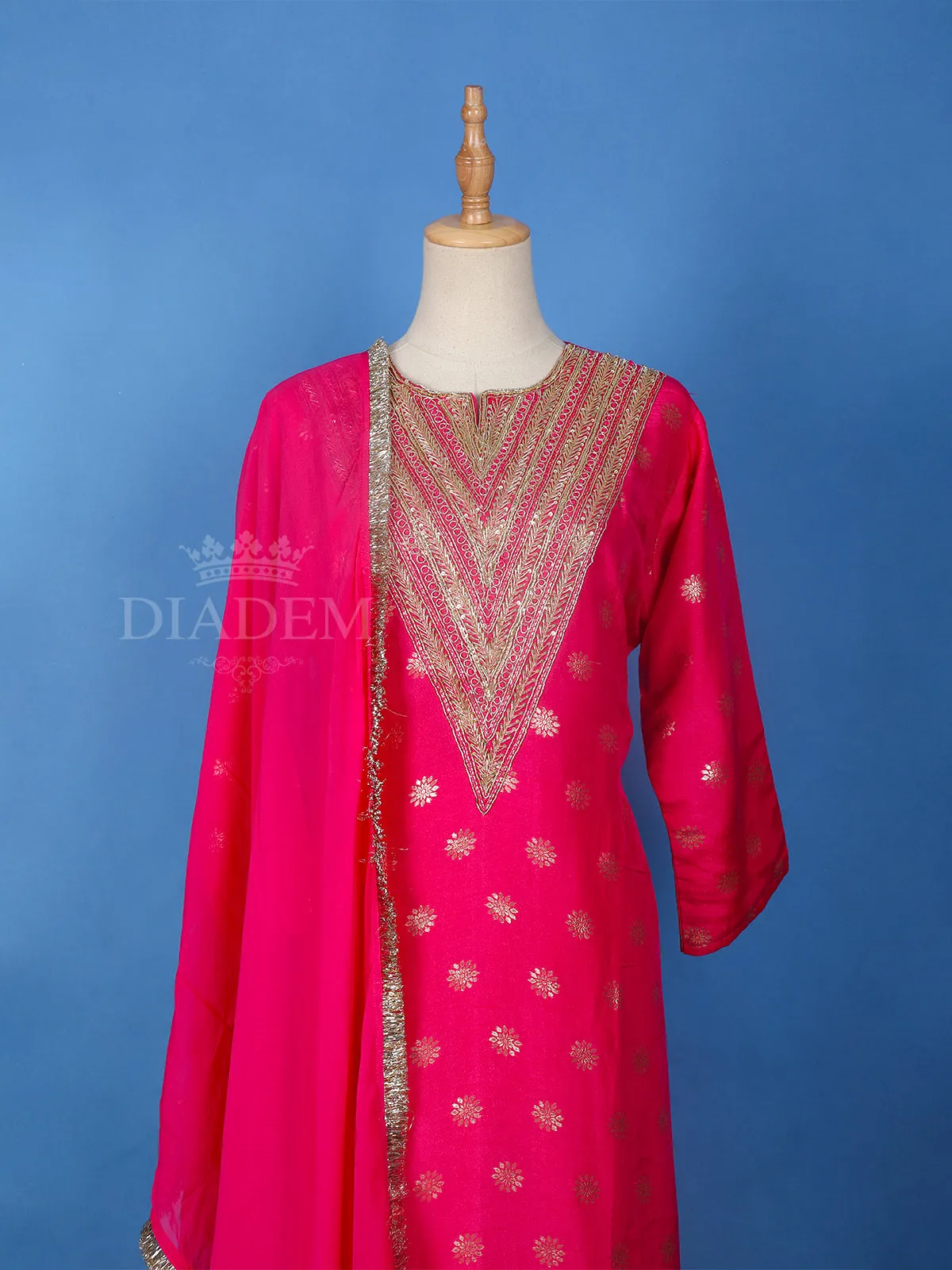 Dark Pink Banarasi Palazzo Suit