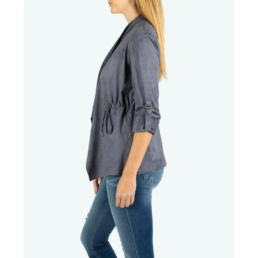 Dianne Faux Suede Drape Jacket