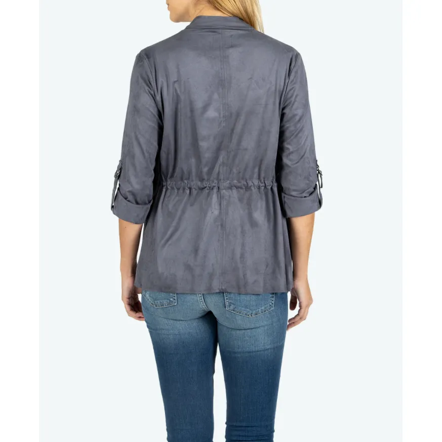 Dianne Faux Suede Drape Jacket