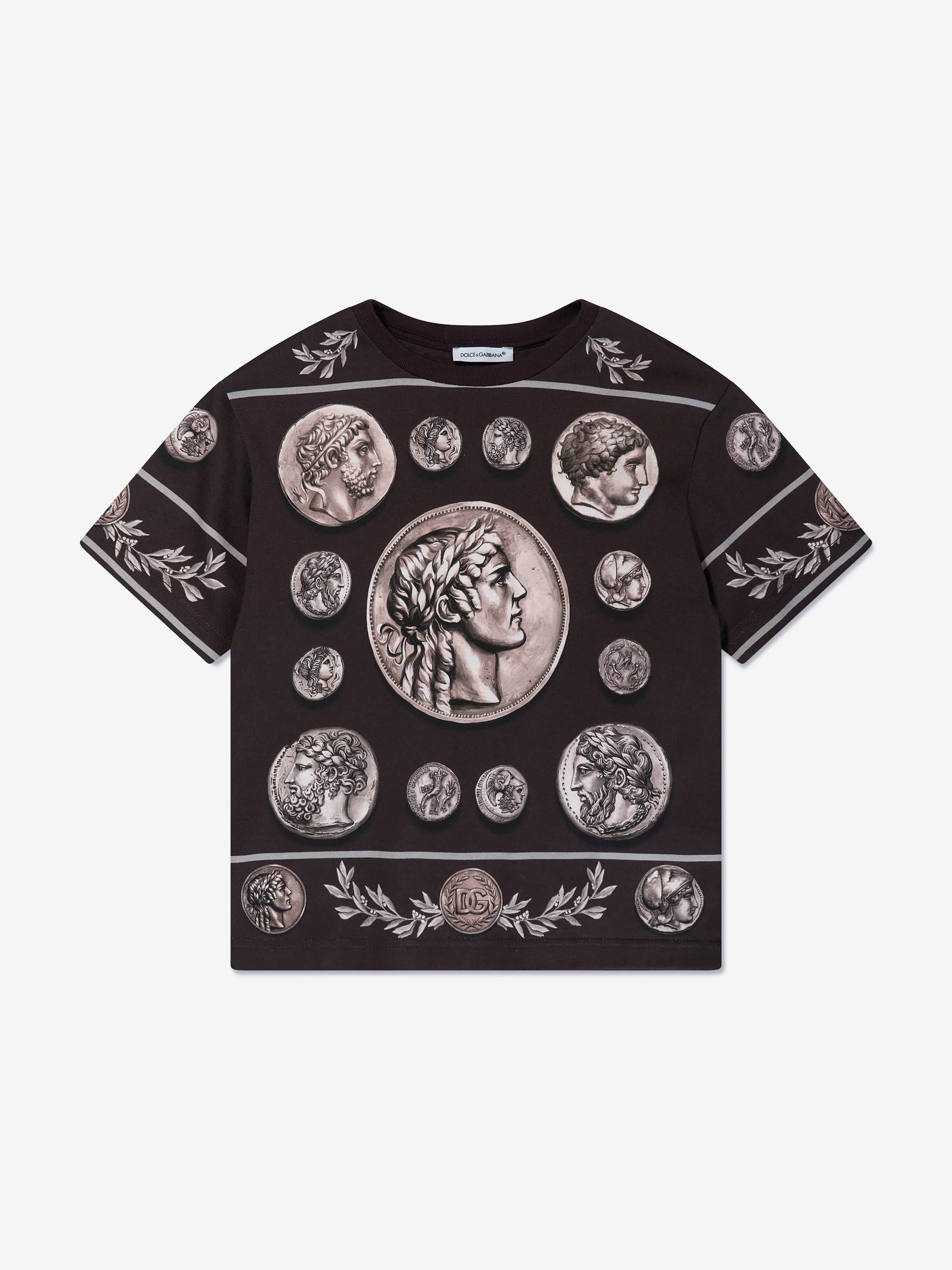 Dolce & Gabbana Boys Coin Print T-Shirt in Brown