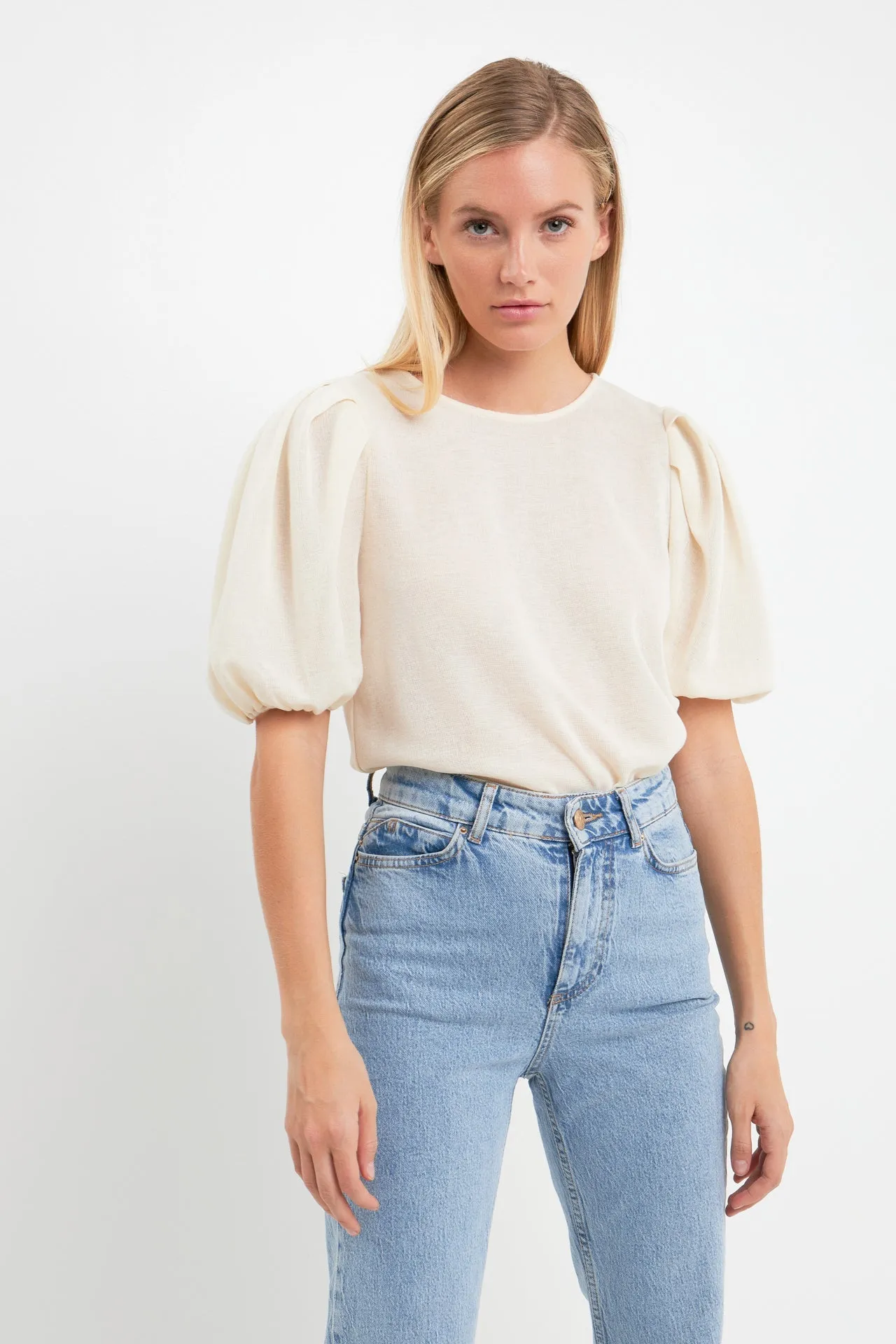 English Factory - Pleated Shoulder Knit Top