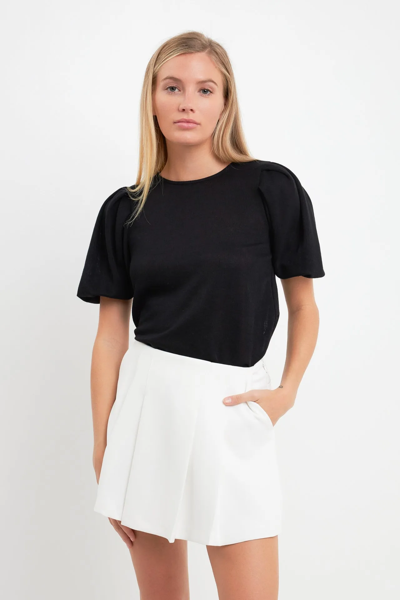 English Factory - Pleated Shoulder Knit Top