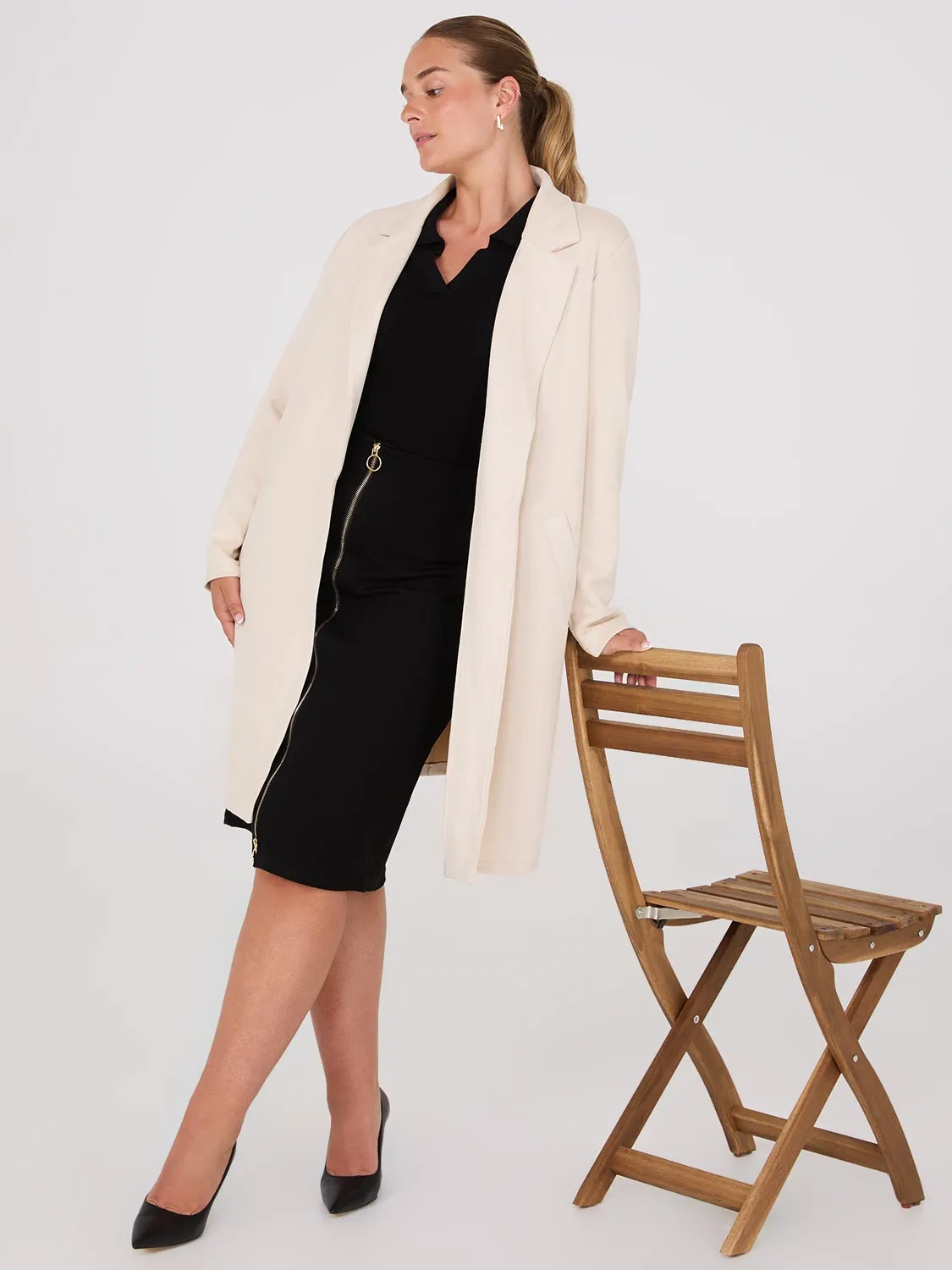 Faux Suede Car Coat