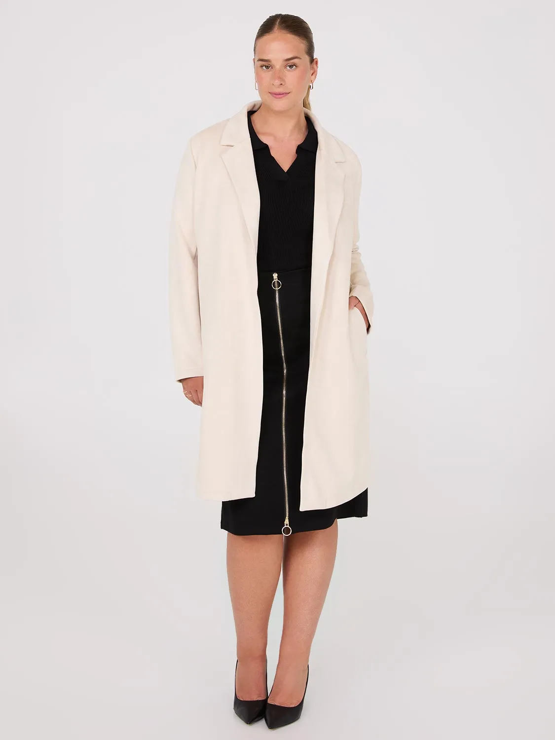 Faux Suede Car Coat