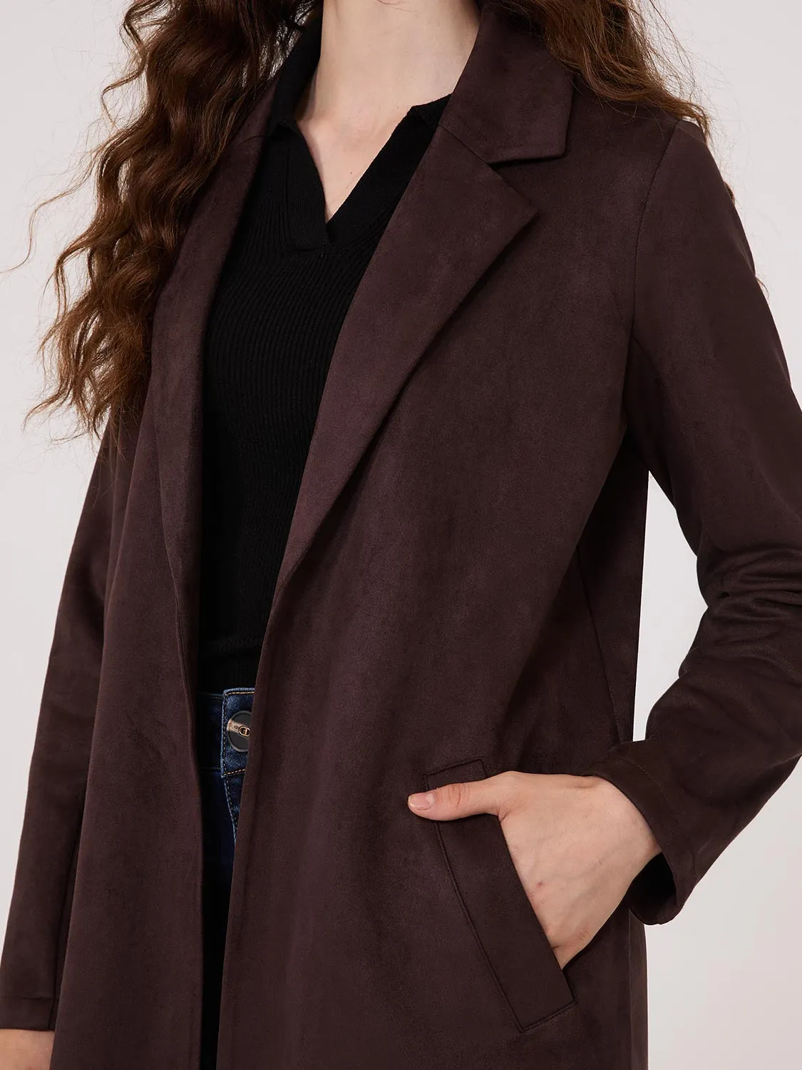 Faux Suede Car Coat