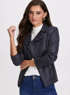 Faux-Suede Notch Collar Jacket