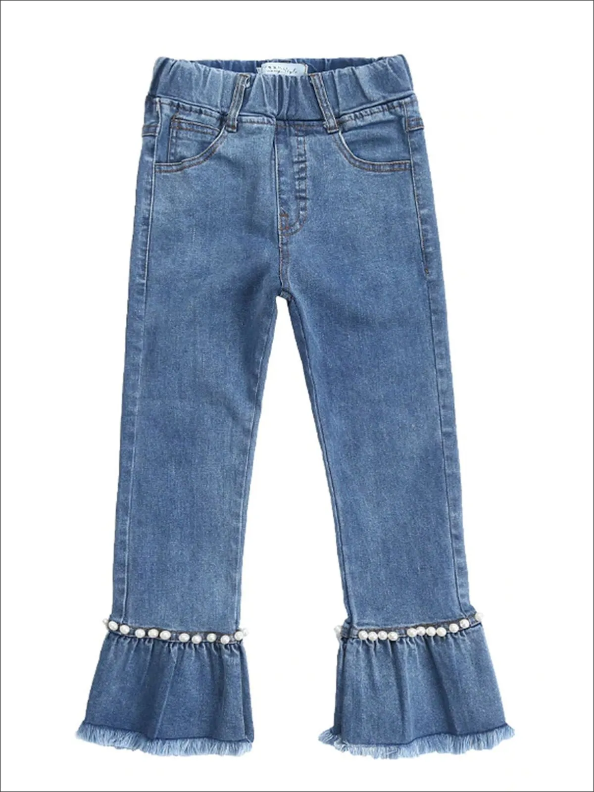 Flare Frayed And Pearl Jeans