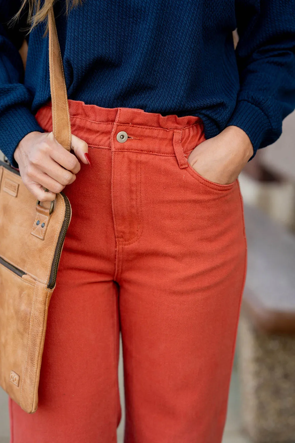 Frayed Bottom Paper Bag Denim Jeans