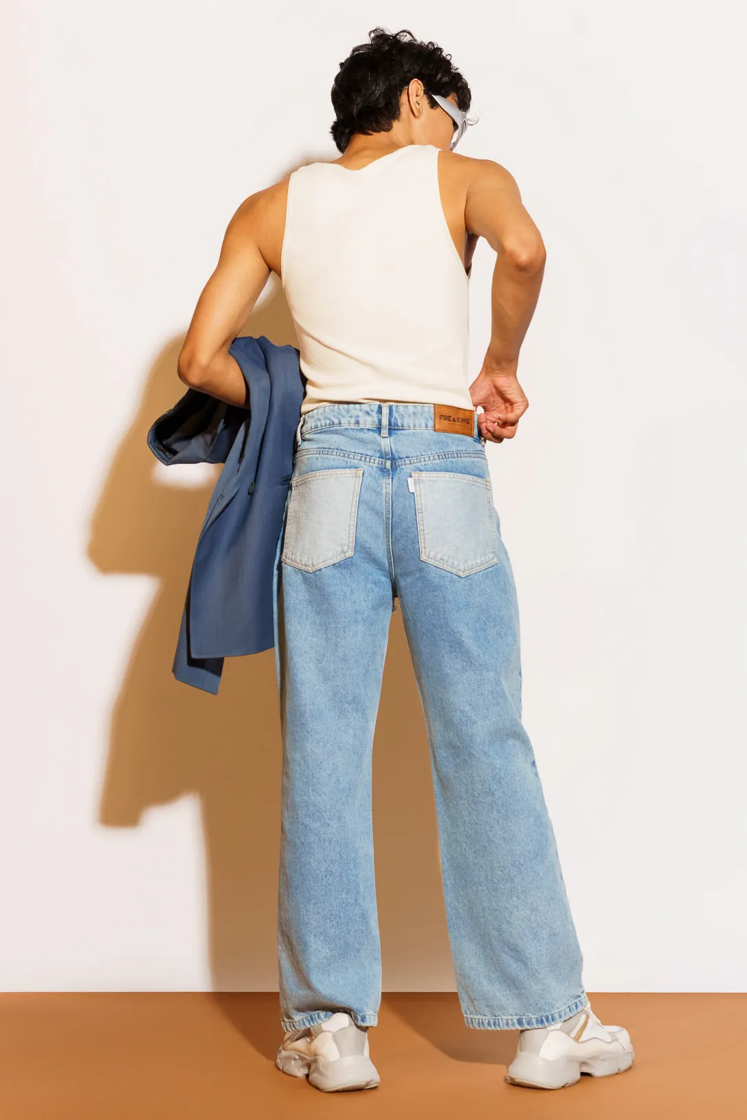 Frayed Panel Straight Men's Jeans