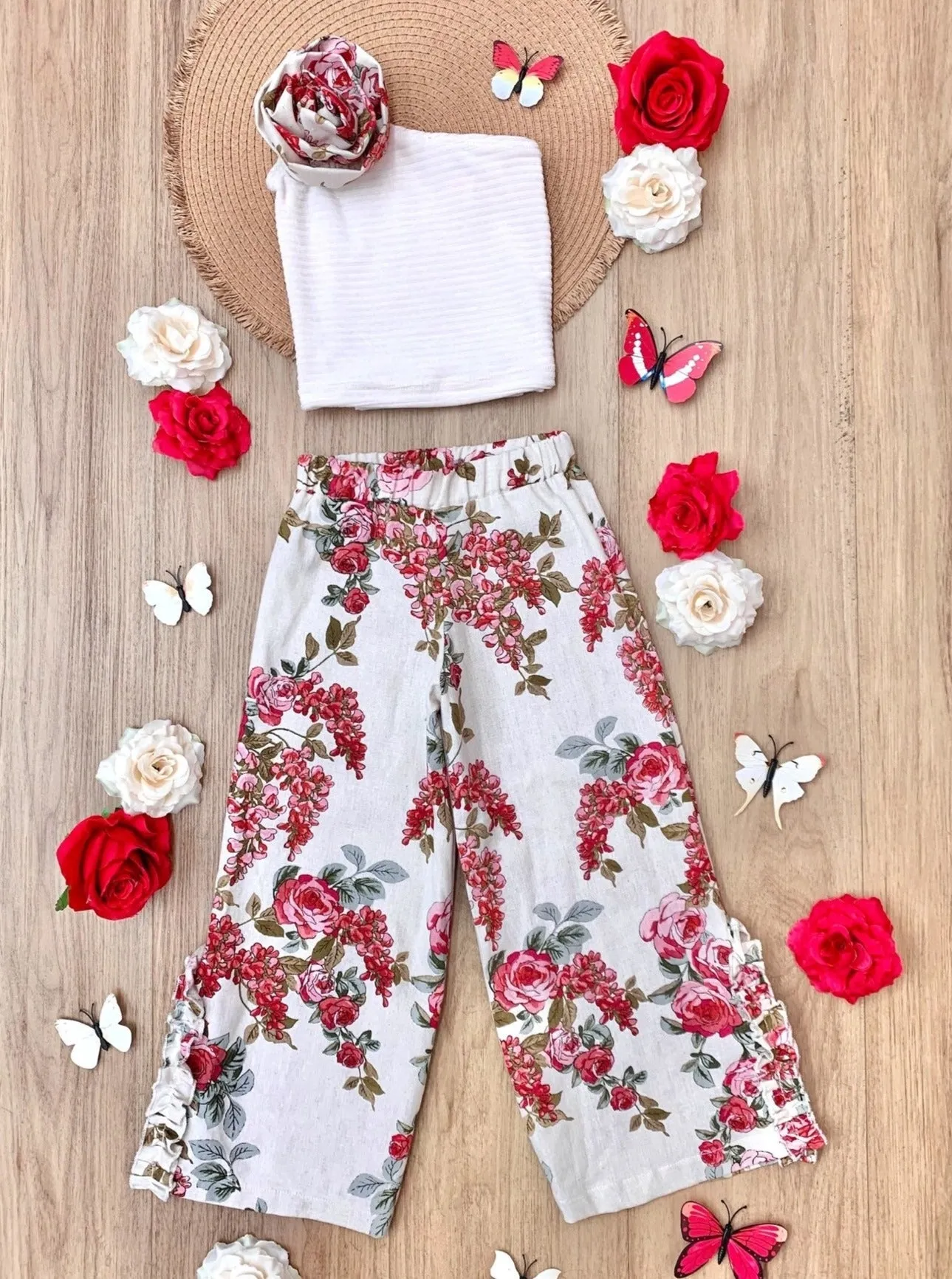 Garden Party One-Shoulder Palazzo Pants Set