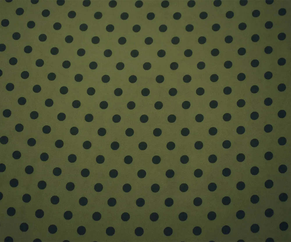 Green-Black Polka Dots Printed Poly Chiffon Woven Fabric