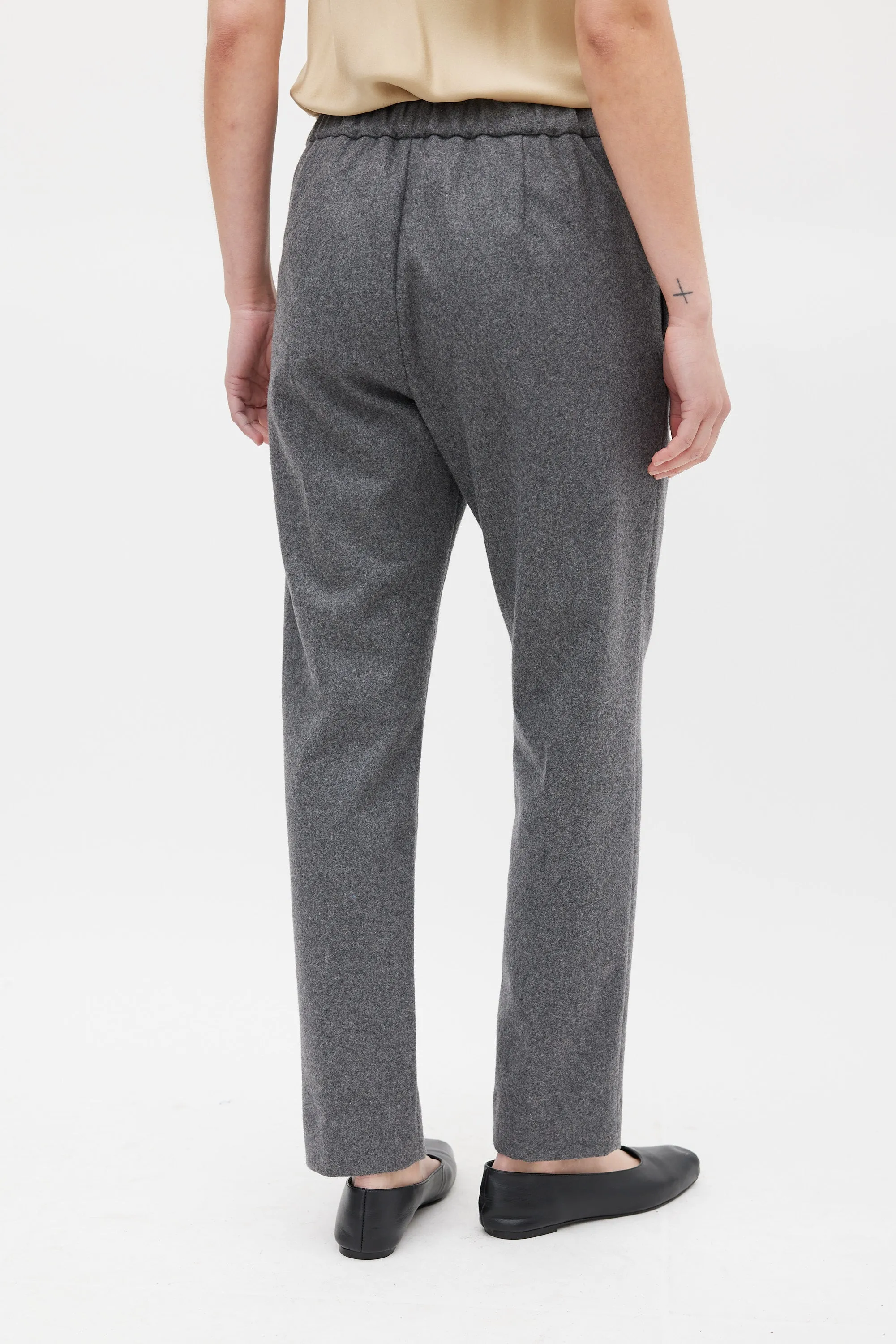 Grey Wool Tapered Leg Trouser