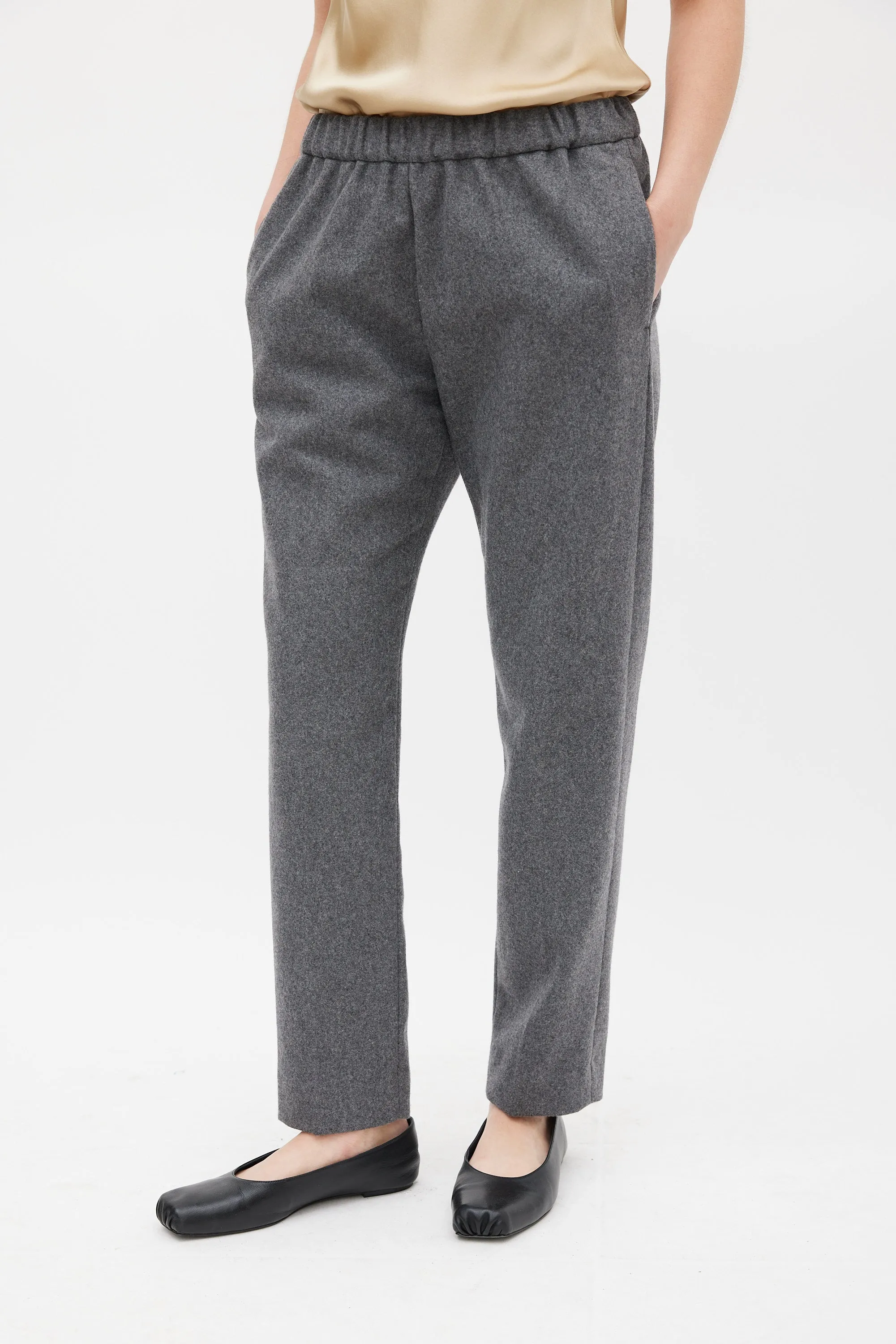 Grey Wool Tapered Leg Trouser