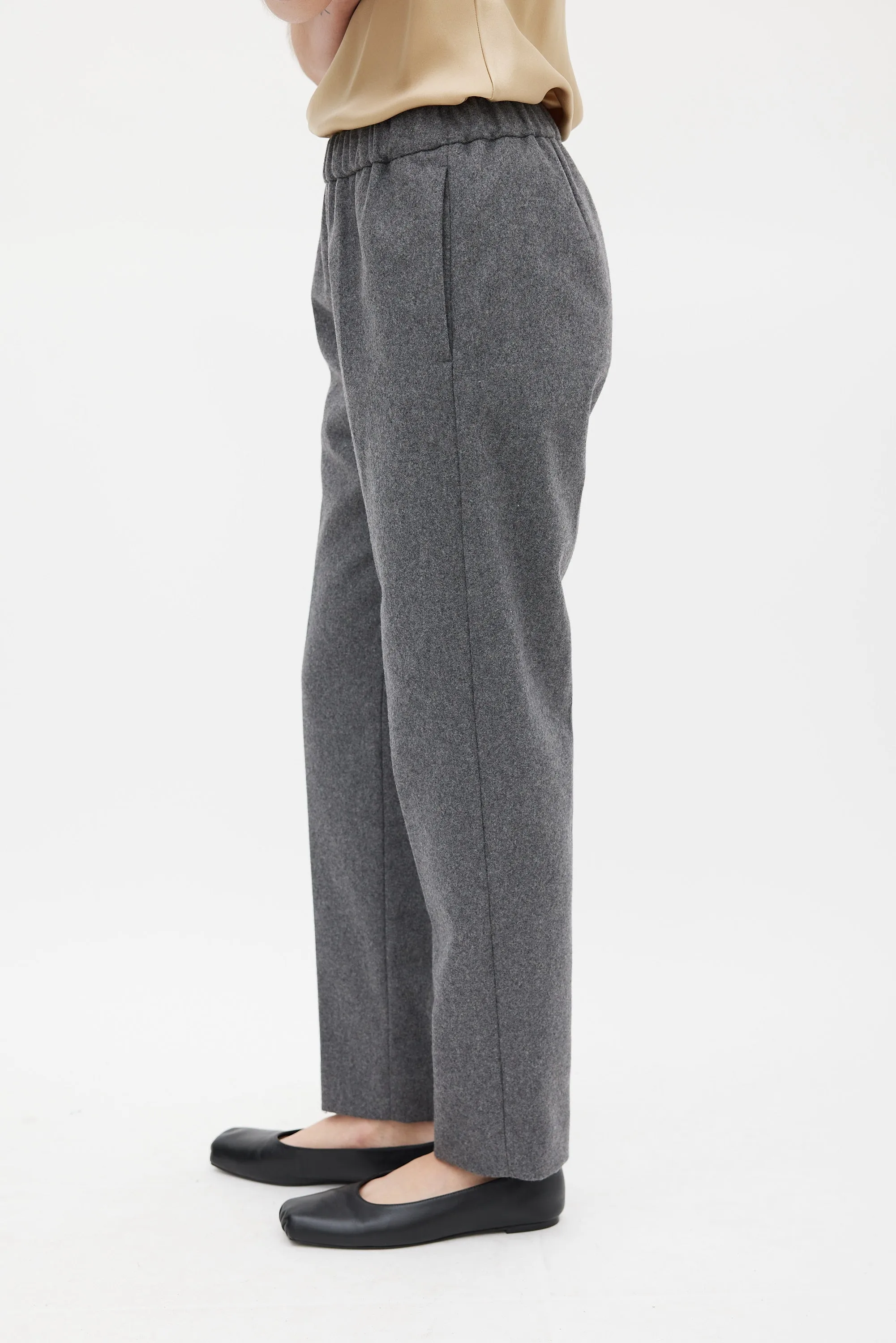 Grey Wool Tapered Leg Trouser