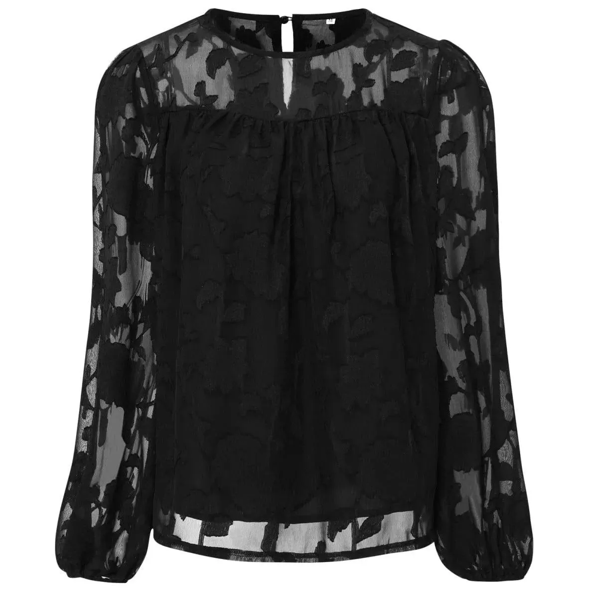 Jacquard Long Sleeve Chiffon Blouse