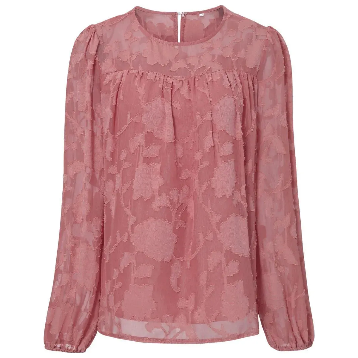 Jacquard Long Sleeve Chiffon Blouse